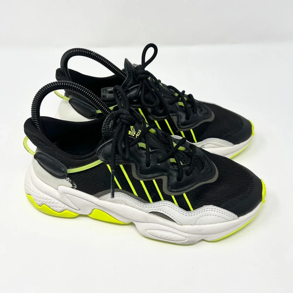 adidas Ozweego Mens Size 7 Athletic‎ Shoes Sneakers Black White Solar Yellow